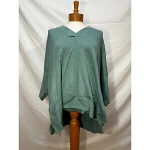 Ann Taylor Oversized Teal Poncho Sweater (Large)